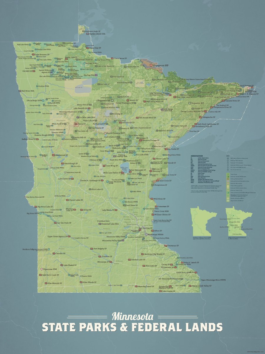 Minnesota State Parks & Federal Lands Map 18x24 Poster Best Maps Ever