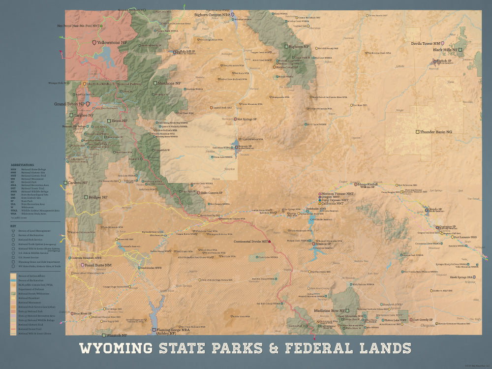 Wyoming State Parks & Federal Lands Map 18x24 Poster Best Maps Ever