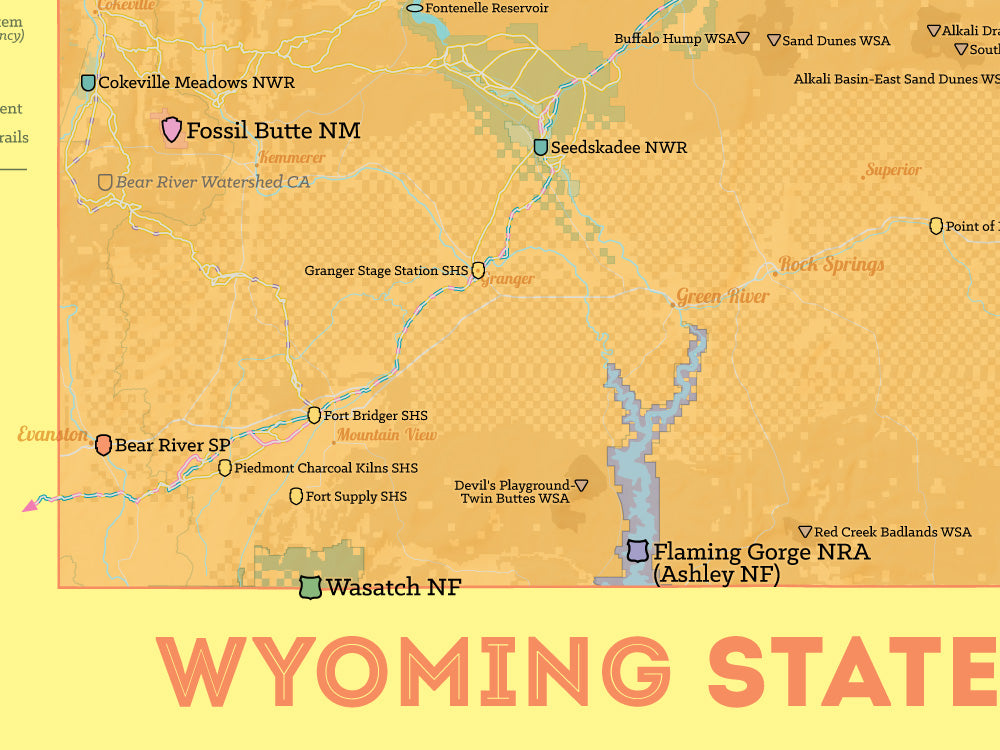 Wyoming State Parks & Federal Lands Map 18x24 Poster Best Maps Ever