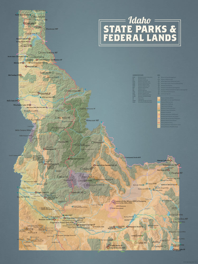 Idaho State Parks & Federal Lands Map 18x24 Poster Best Maps Ever