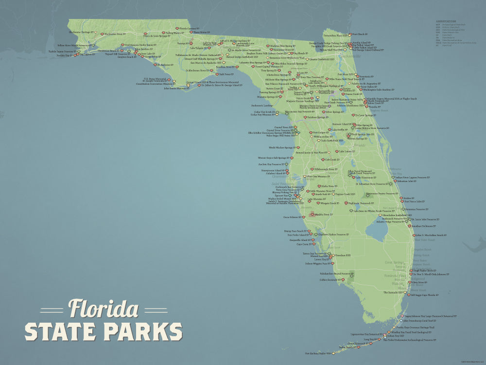map of florida state parks Florida State Parks Map 18x24 Poster Best Maps Ever map of florida state parks