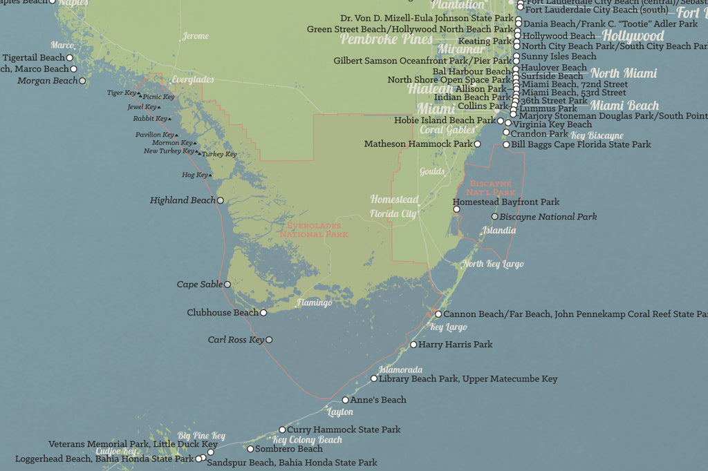 Florida Beaches Map 18x24 Poster Best Maps Ever 6689