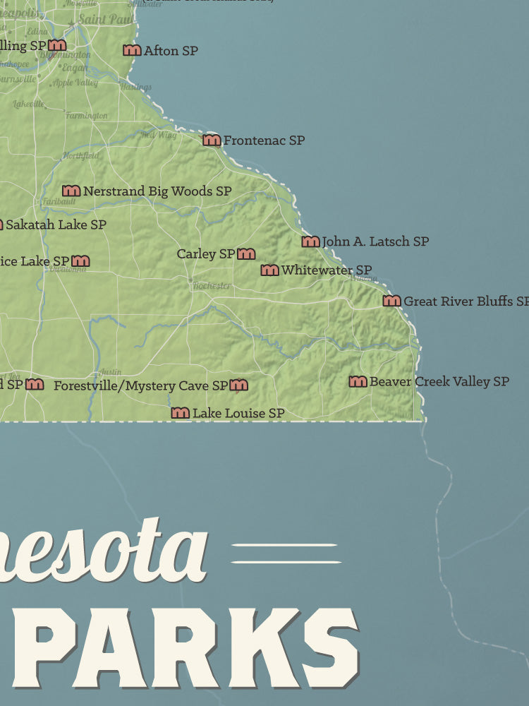 Minnesota State Parks Map 18x24 Poster Best Maps Ever   0587 Minnesota State Parks Map Checklist Poster Natural Earth 2 1024x1024 