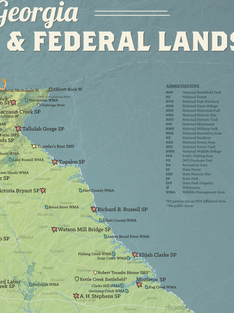 Georgia State Parks And Federal Lands Map 18x24 Poster Best Maps Ever 6751