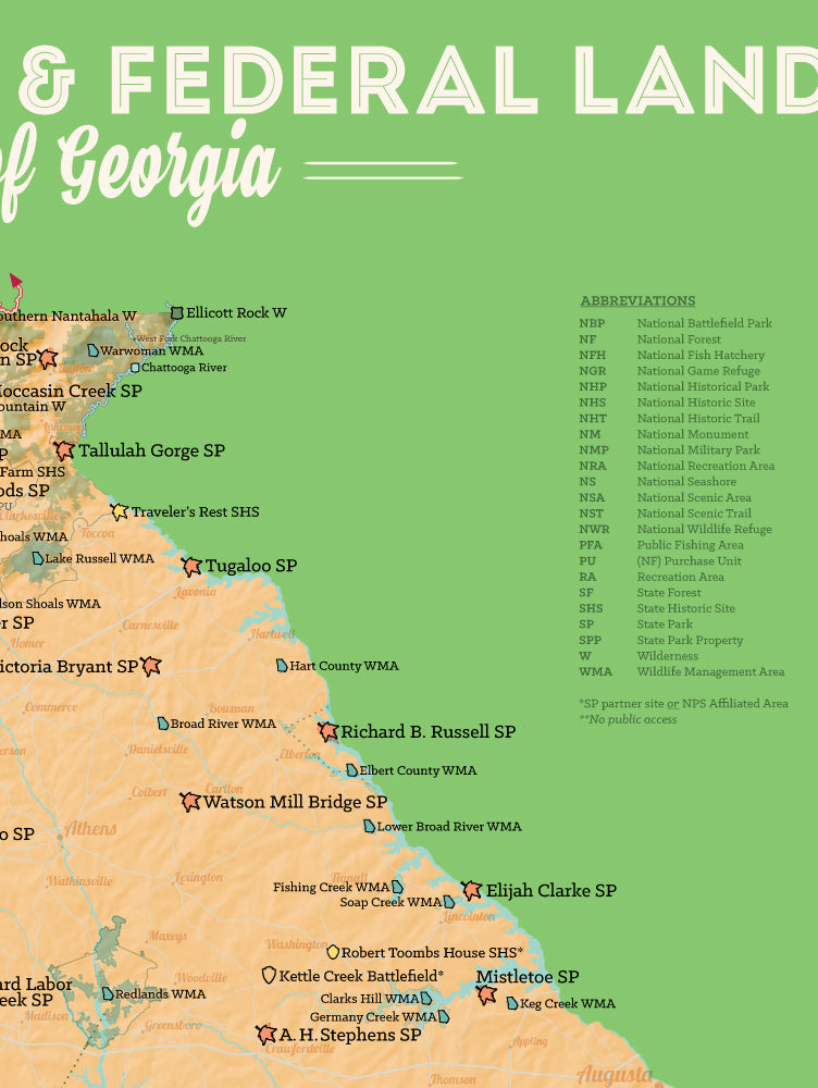 Georgia State Parks And Federal Lands Map 18x24 Poster Best Maps Ever 3106