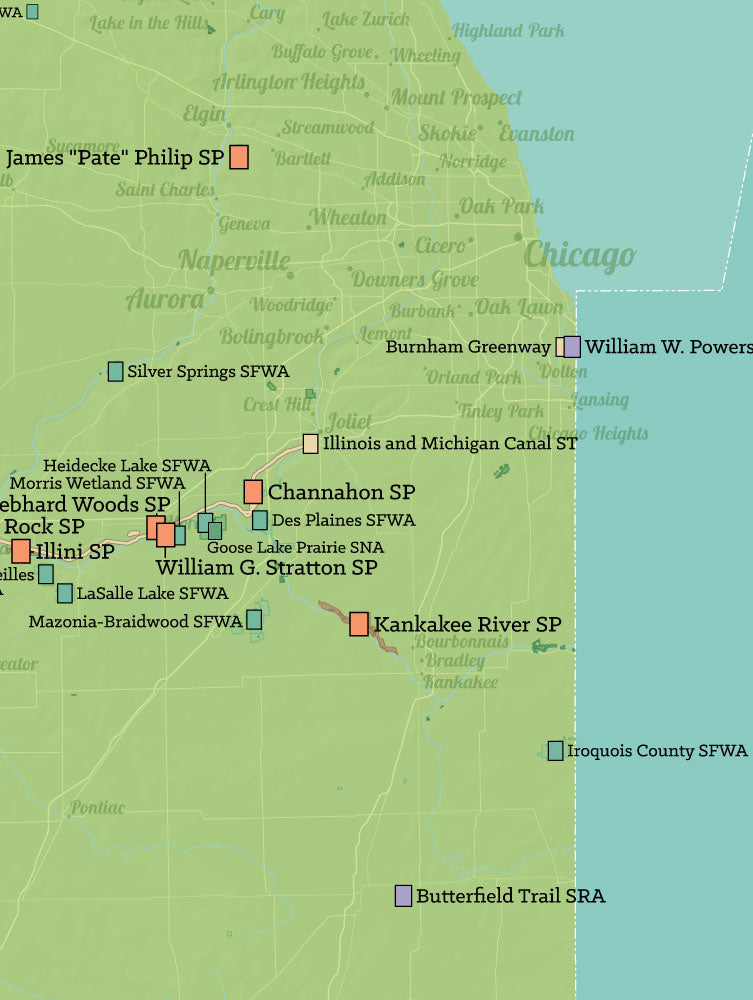 Illinois State Parks Map 18x24 Poster Best Maps Ever   0593 Illinois State Parks Map Checklist Poster Green Aqua 2 1024x1024 