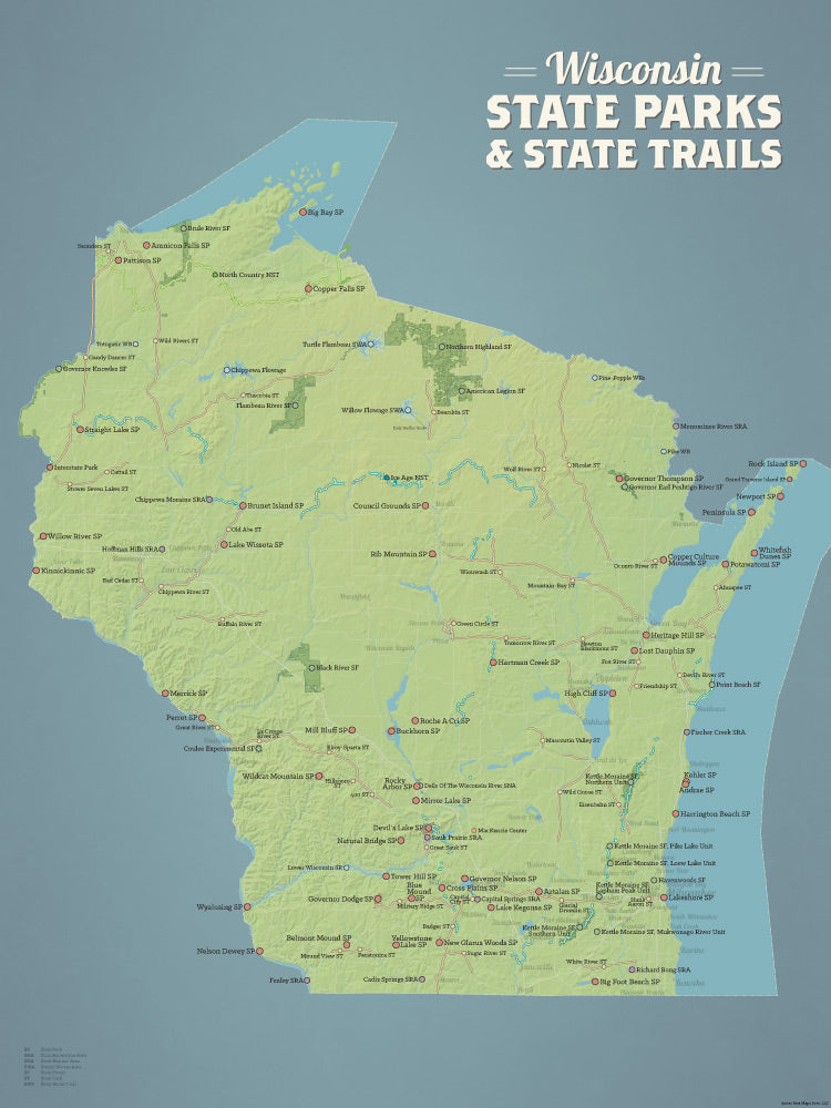 Wisconsin State Parks Map 18x24 Poster Best Maps Ever Reviews on