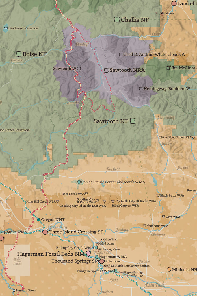 Idaho State Parks And Federal Lands Map 24x36 Poster Best Maps Ever 3196