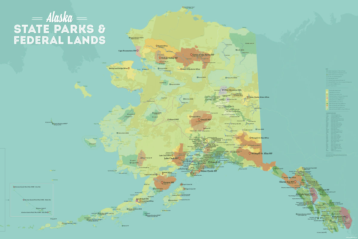 0881 Alaska State Parks Federal Lands Map Poster Green Aqua 1 ?v=1565993436