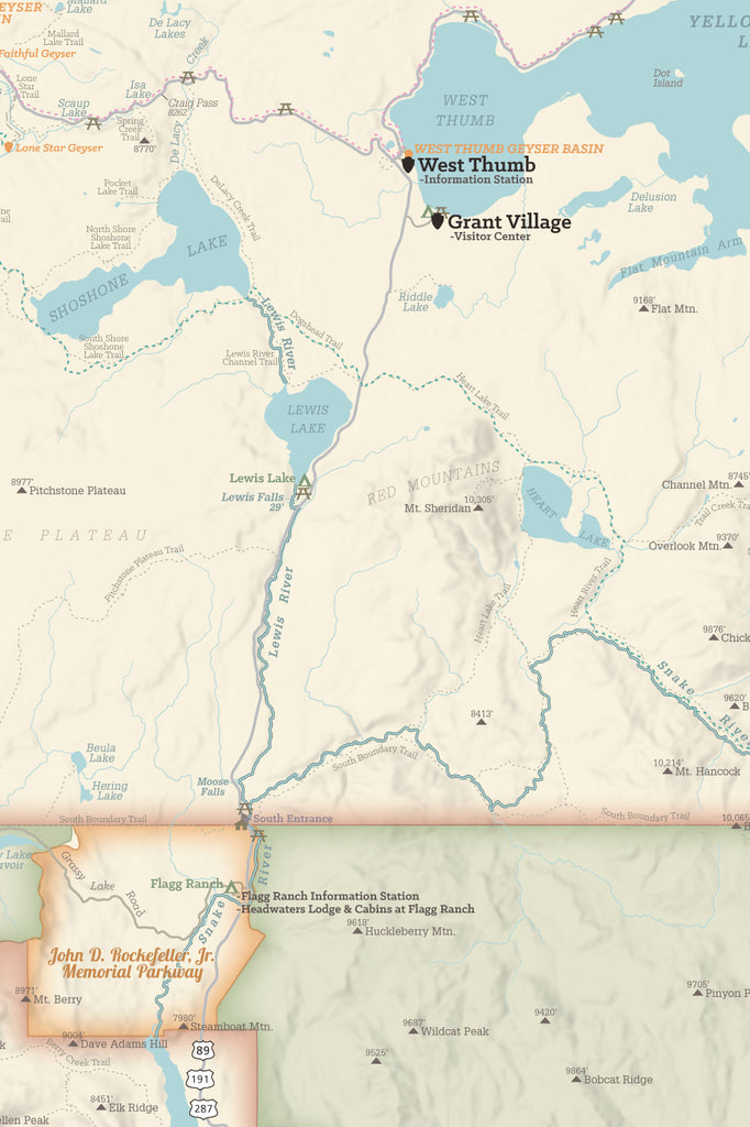 yellowstone national park map 24x36 poster best maps ever