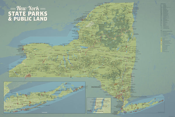 New York State Parks & Public Land Map 24x36 Poster - Best Maps Ever