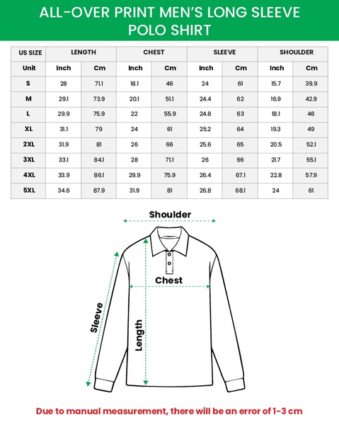 All-over Print Men's Long Sleeve Polo Shirt