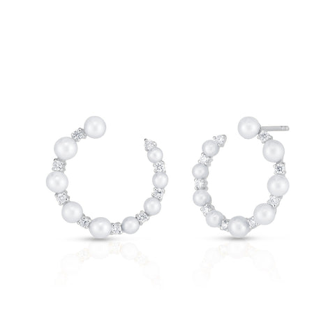 pearl c look earrings with diamonds