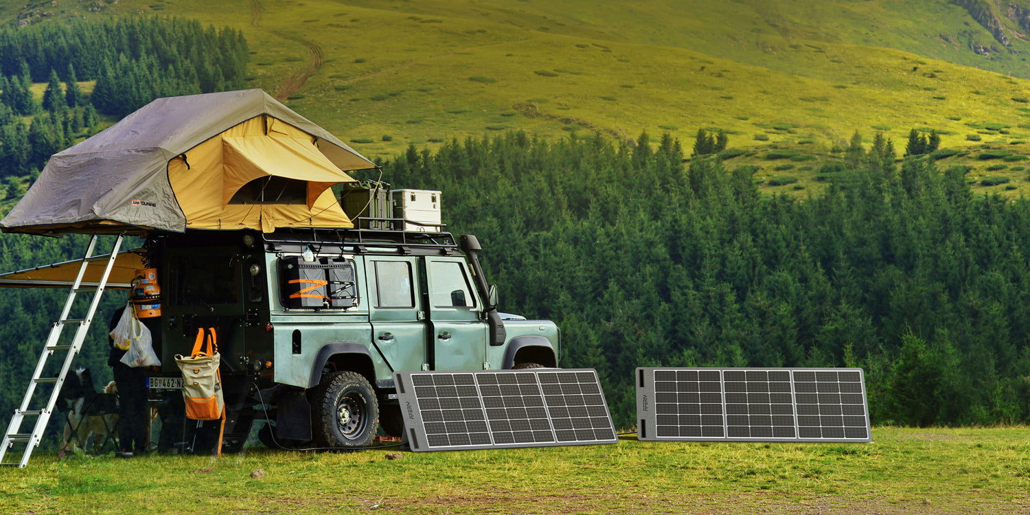 Keep it charged with Aferiy 100 watt portable folding solar panels wherever there's sunlight