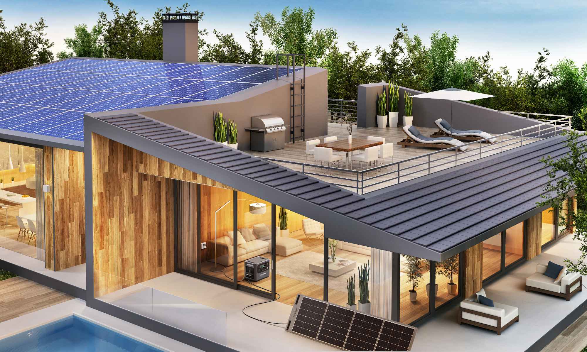400W solar panels can still power the house during power outages.