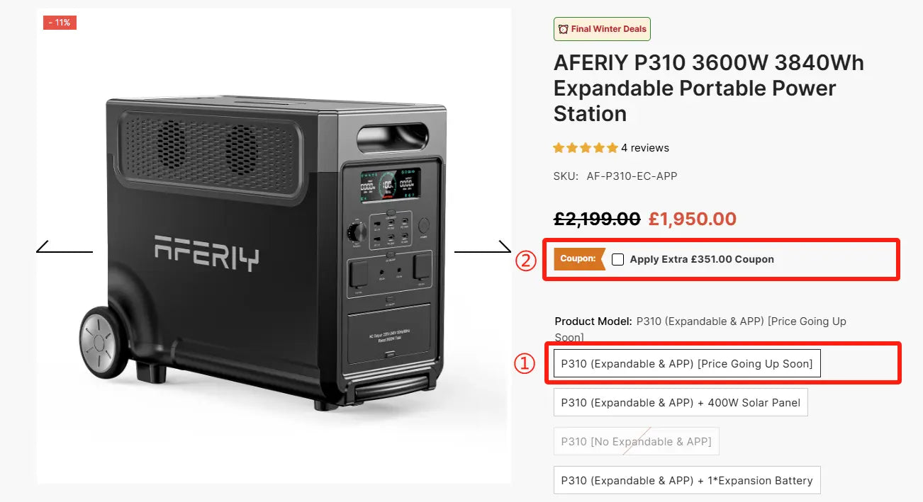 Screenshot of how to redeem AFERIY discount codes