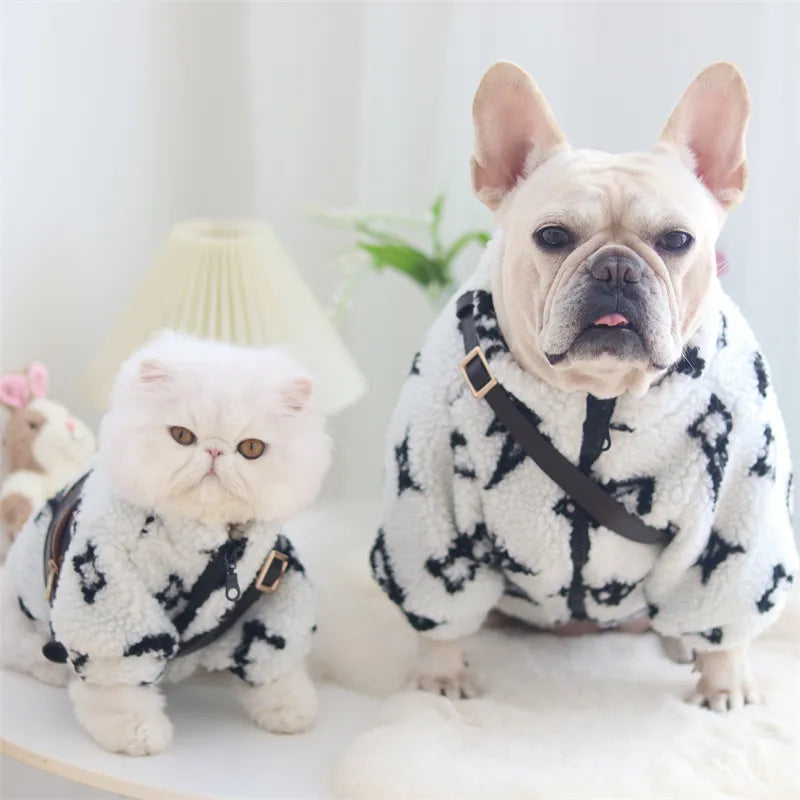 Chewy Vuitton White Designer Fur Coat for Dogs