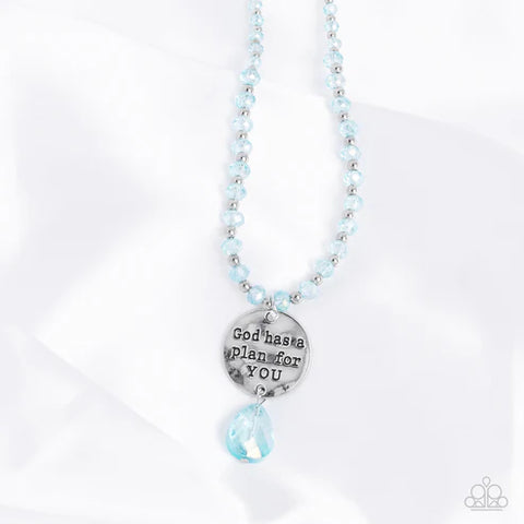 Image of "Priceless Plan" necklace.  Featuring a hammered pendant inscribed with phrase "God has a plan for you."