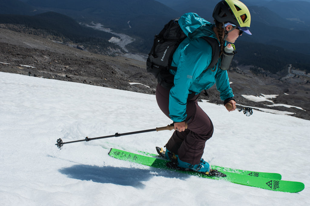 Skier using Diorite poles