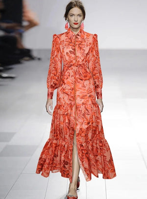 Raffaella Single Breasted Lantern Sleeve Dress - Stylcents