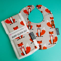 Marshmueller Foxes Bib and Burp Cloth Bundle