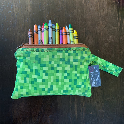 Marshmueller Reusable Snack Bag with crayons inside