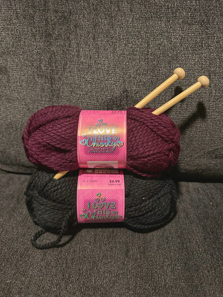 Yarn and knitting needles needed to make the Lent Prayer Blanket