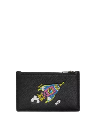 Coach Cosmic Coach Zip Card Case With Rocket Print