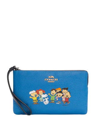 Coach Coach X Peanuts Large Corner Zip Wristlet With Snoopy And Friends ...