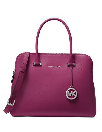 michael kors houston double zip crossgrain leather satchel