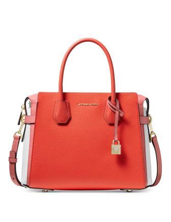 Michael Michael Kors Mercer Belted Tricolor Pebble Leather Satchel ...