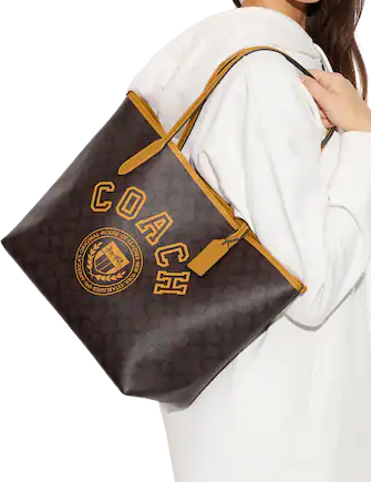 Coach City Tote In Signature Canvas With Varsity Motif | Brixton Baker