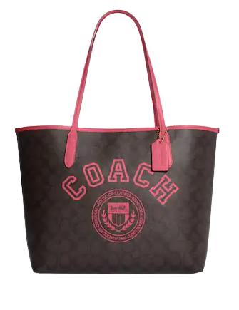 Coach City Tote In Signature Canvas With Varsity Motif | Brixton Baker