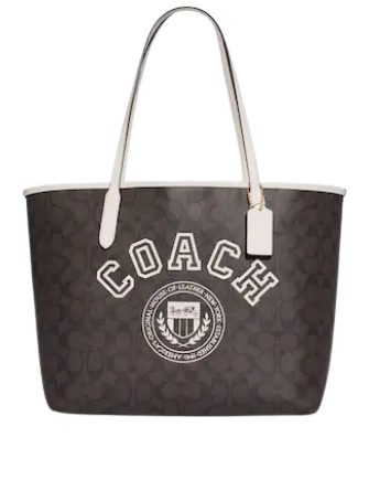 Coach City Tote In Signature Canvas With Varsity Motif | Brixton Baker