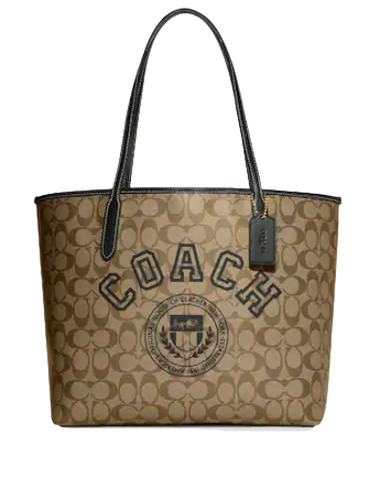 Coach City Tote In Signature Canvas With Varsity Motif | Brixton Baker