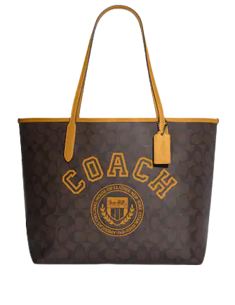 Coach City Tote In Signature Canvas With Varsity Motif | Brixton Baker