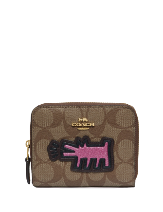 Coach Keith Haring Small Zip Around Wallet In Signature Canvas With ...