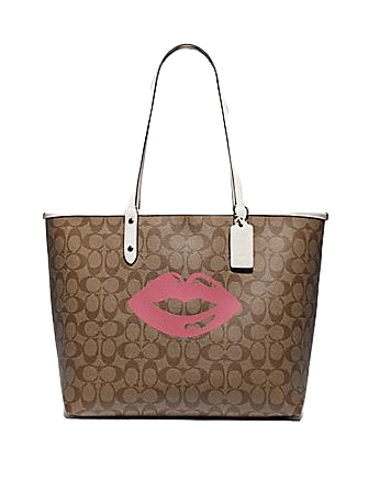 Coach Reversible City Tote in Signature Canvas With Lips Motif ...