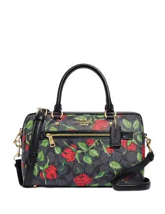 Coach Rowan Satchel In Signature Canvas With Fairytale Rose Print ...