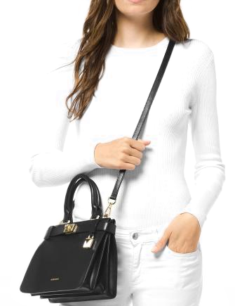 tatiana small logo and leather satchel