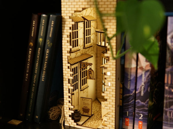 Book Nook DIY 3D Wooden Three-piece Town Coffee Shop Bookshelf