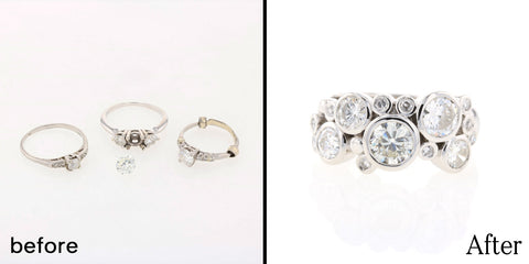 before and after photo from a jewelry makeover at Jewelsmith