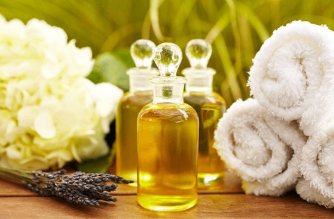 natural body oils with towel 