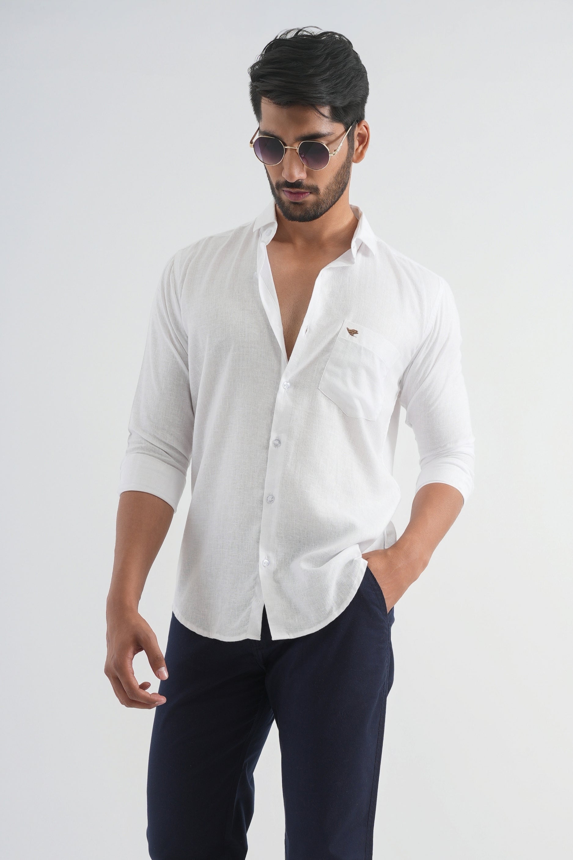 Porcelain White Viscose Linen shirt