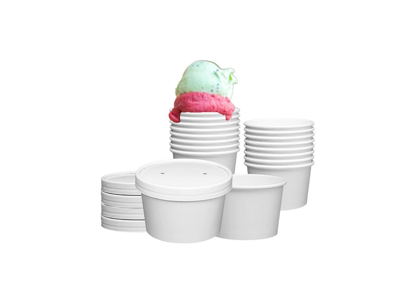 12oz White Paper Food Containers with Vented Lids, To Go Hot Soup Bowls, Disposable Ice Cream Cups - Carton of 250 Counts.
