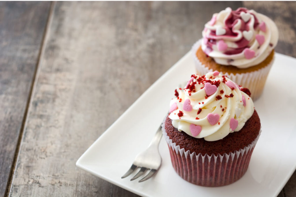 Red Velvet Cupcakes with Heart Sprinkles