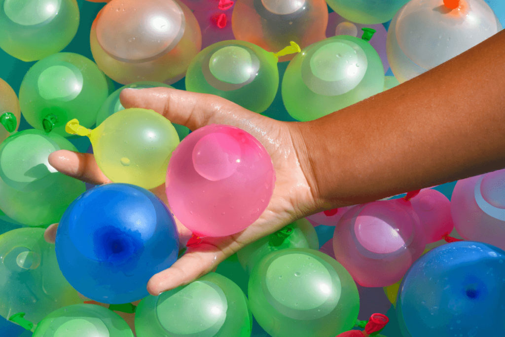 Colourful water ballons for a beach picnic games.