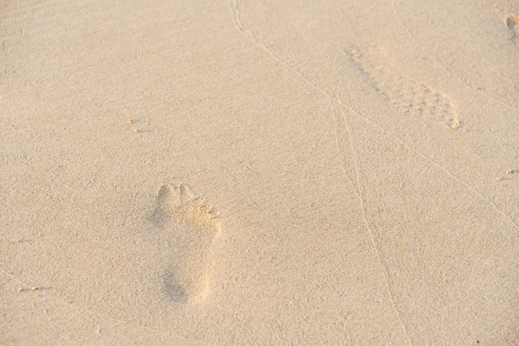 Footstep in a sand