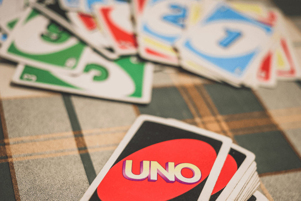 Uno cards on the table.