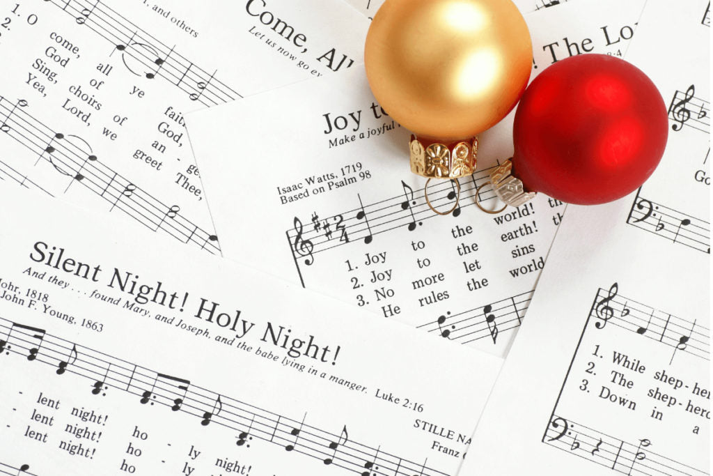 Christmas Songs with Christmas tree ornaments.